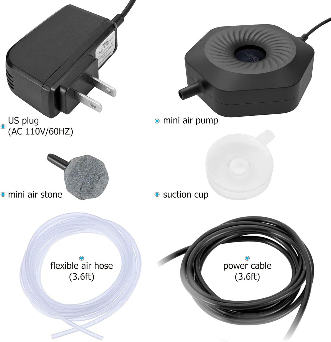 hygger Ultra Silent 1.5W Fish Bowl Aqaurium Mini Air Pump