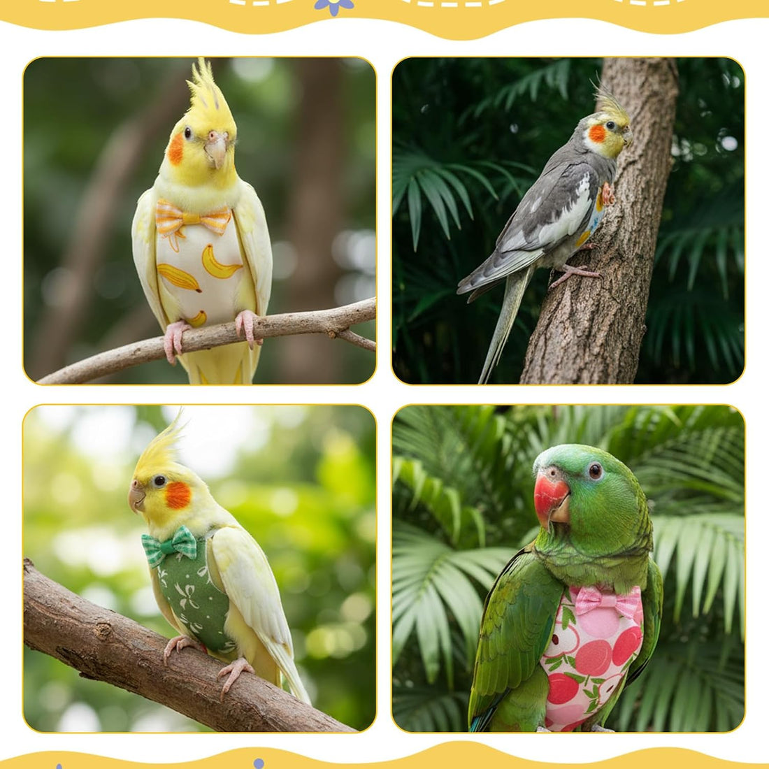 6 Pcs Bird Diapers, Parrot Diaper Reusable with Waterproof Lining