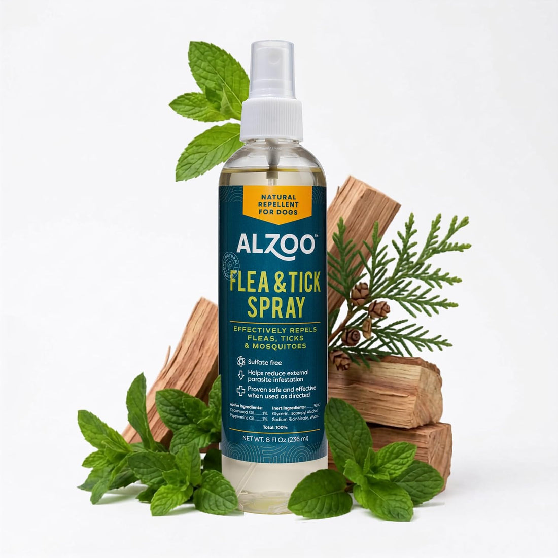ALZOO Natural Flea and Tick Repellent Spray for Dogs