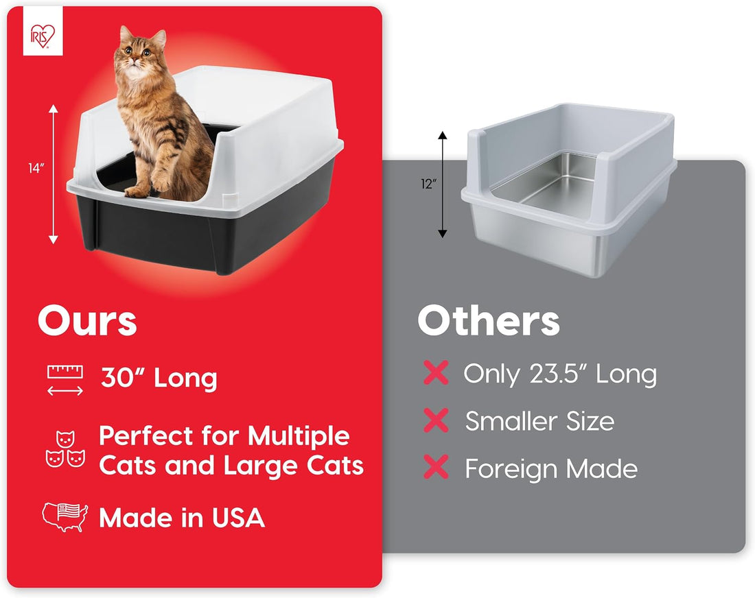 IRIS USA XX-Large High Sided Cat Litter Box, Scatter Shield