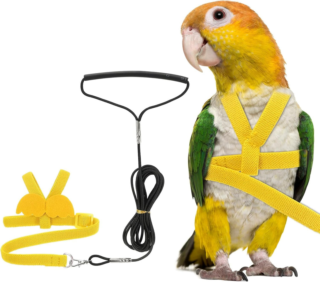 Adjustable Bird Harness Leash, Anti-Bite, S, Green