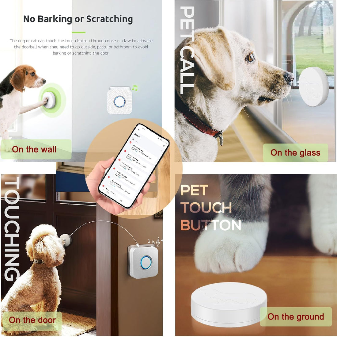 Dog Door Bell for Potty Training to Go Outside, WiFi Doggie Door Bell