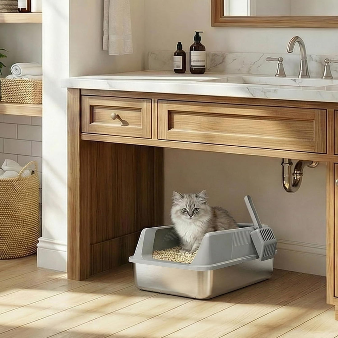 Lifewit Stainless Steel Litter Box for Kitty