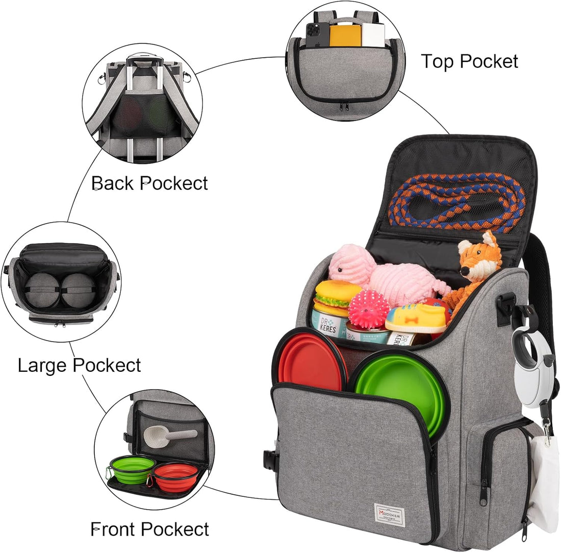 Modoker Multi-Compartment Dog Travel Backpack for Pet Supplies