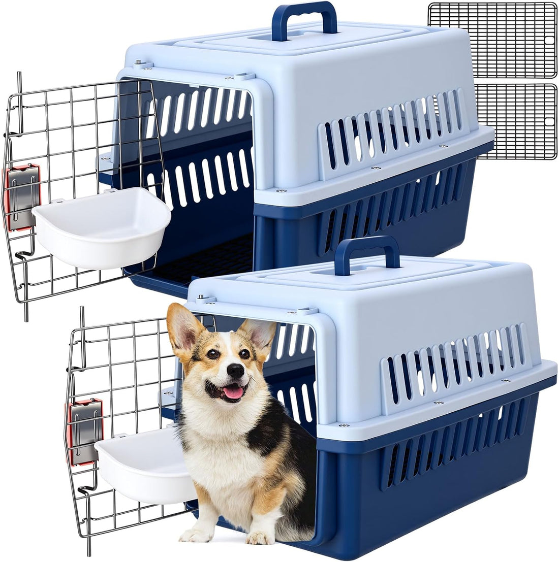 Maxdot 2 Pack 19" Hard-Sided Pet Carrier for Small Dogs and Cats