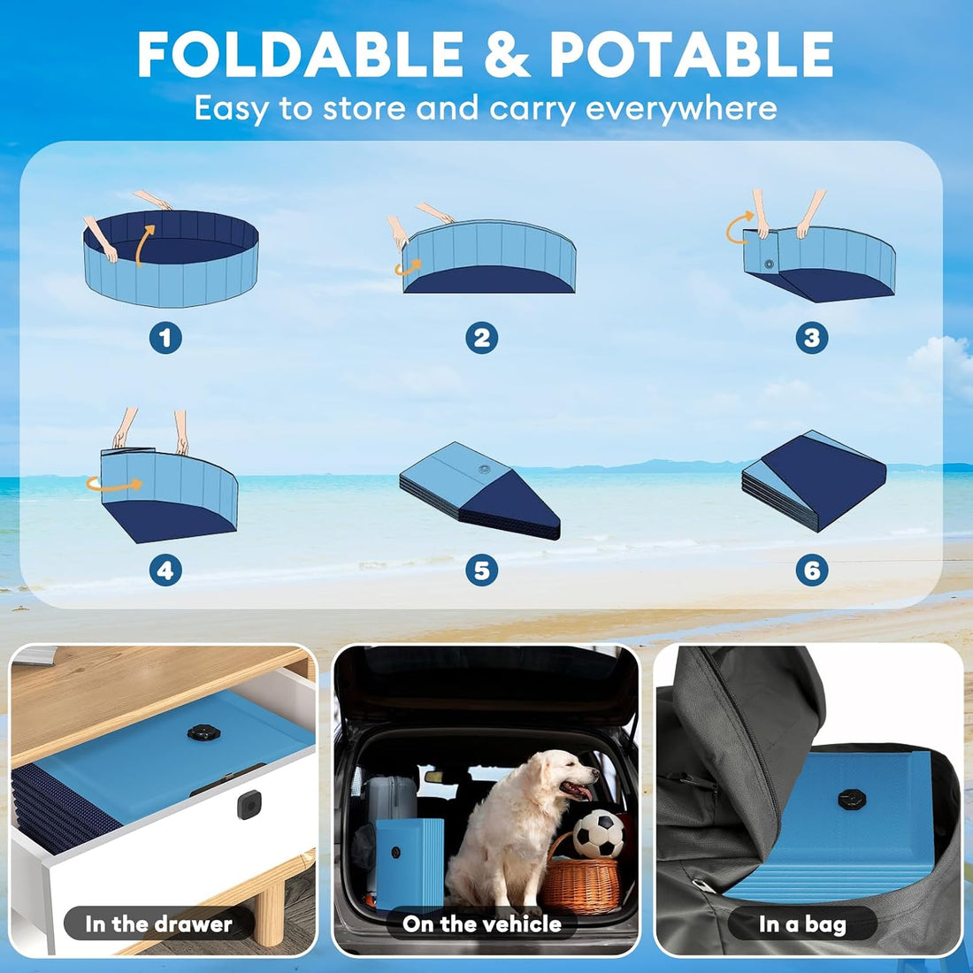 Foldable Dog Pool for Large Dogs