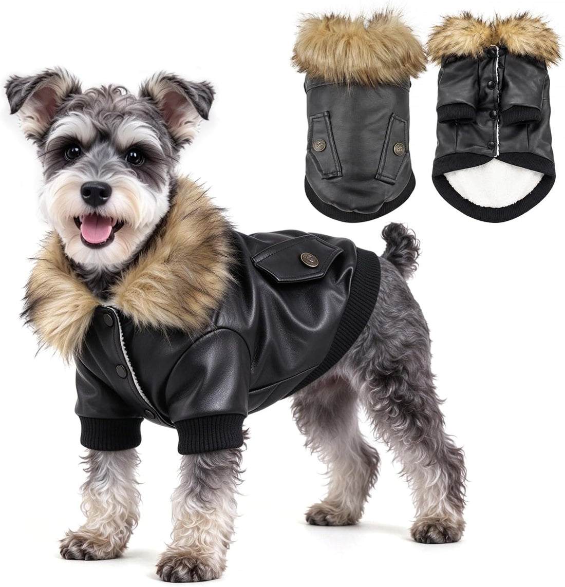 LESYPET Dog Leather Jacket for Small Dogs