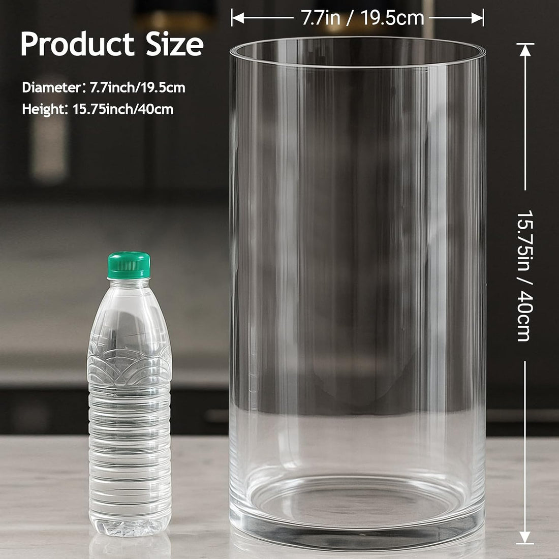 Maxdot 3.2 Gallon Cylindrical Glass Fish Tank, 360° Aquarium for Betta