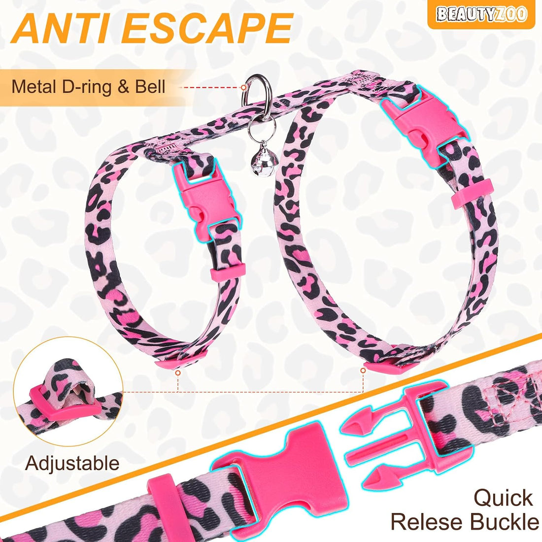 BEAUTYZOO Cat Harness and Leash Set Escape Proof for Walking