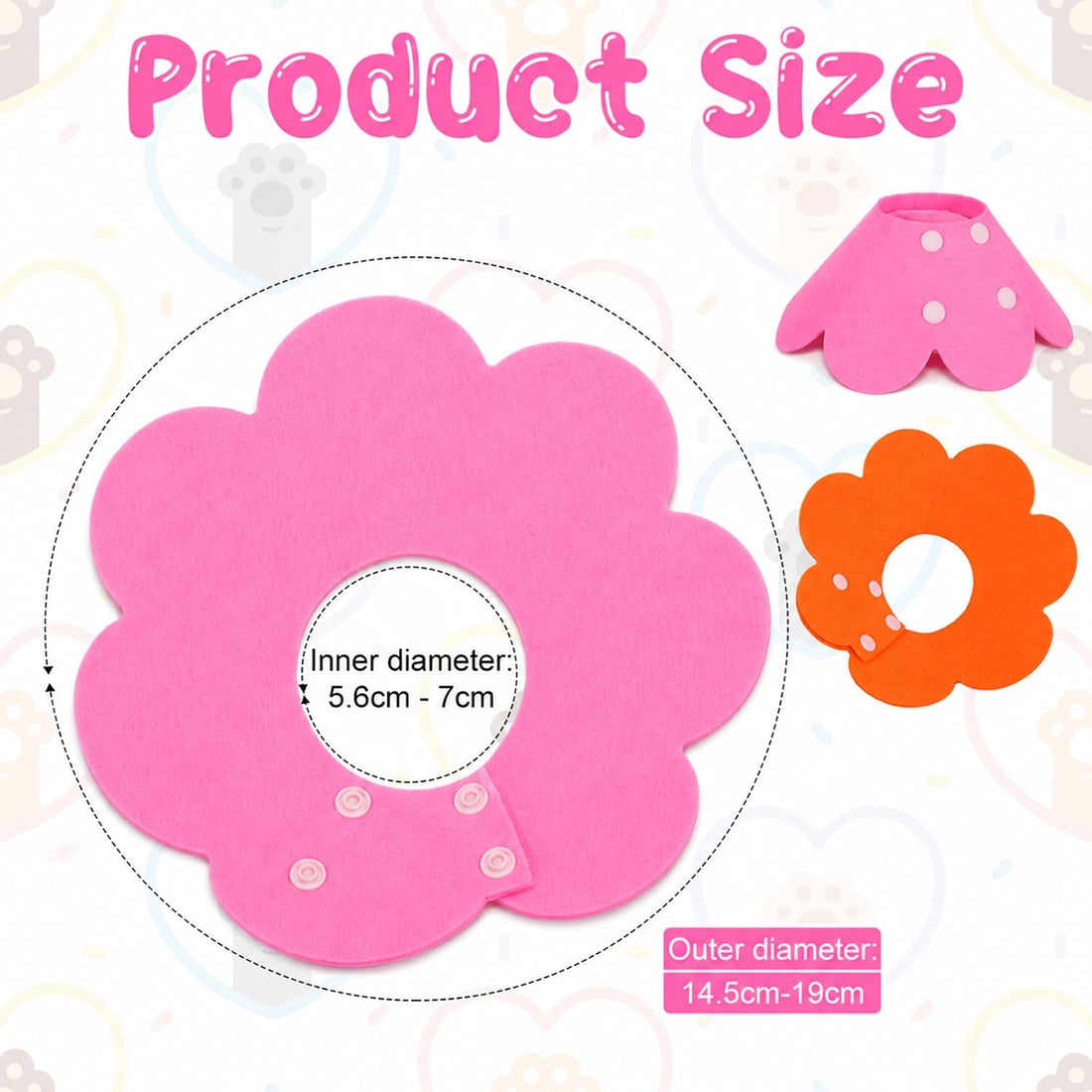 2 Pack Felt Cat Cone Collar Flower Adjustable Soft Cones for Cats