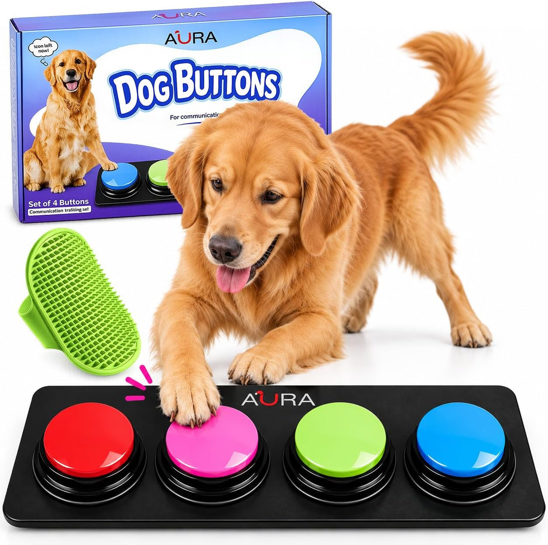 A-URA Dog Buttons for Communication, Recordable Dog Talking Buttons