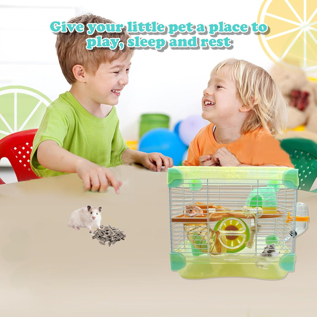 2 Layers Hamster Cage with Tubes Mouse Cage with Accessories Water