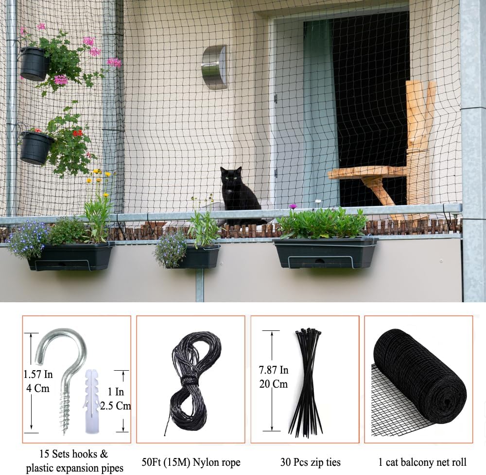 10 x 20 FT Cat Netting Balcony, No Steel Wire, Anti-Fall Safety Net