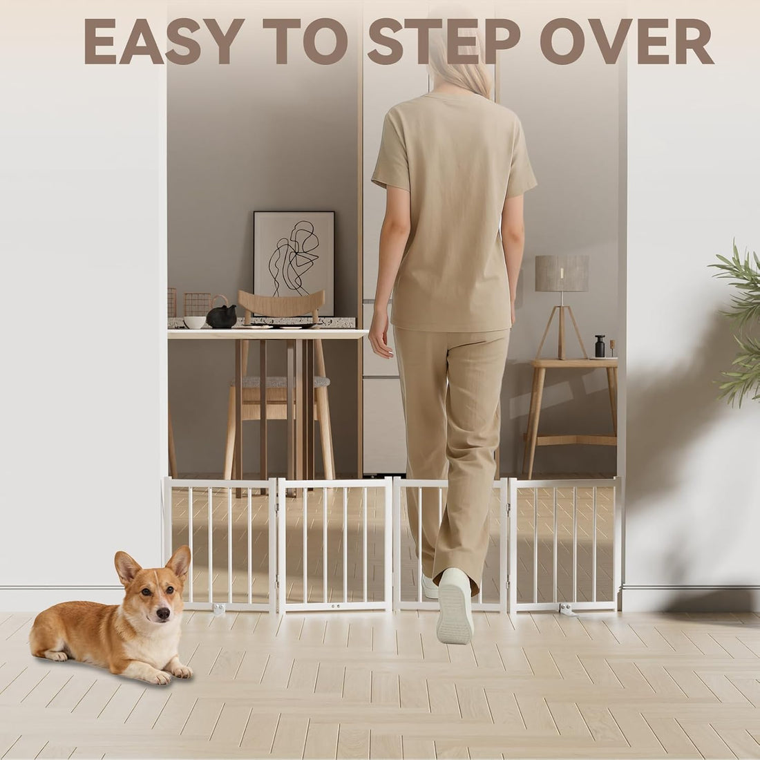 Snuowu 16" Freestanding Short Dog Gate for Small Dogs