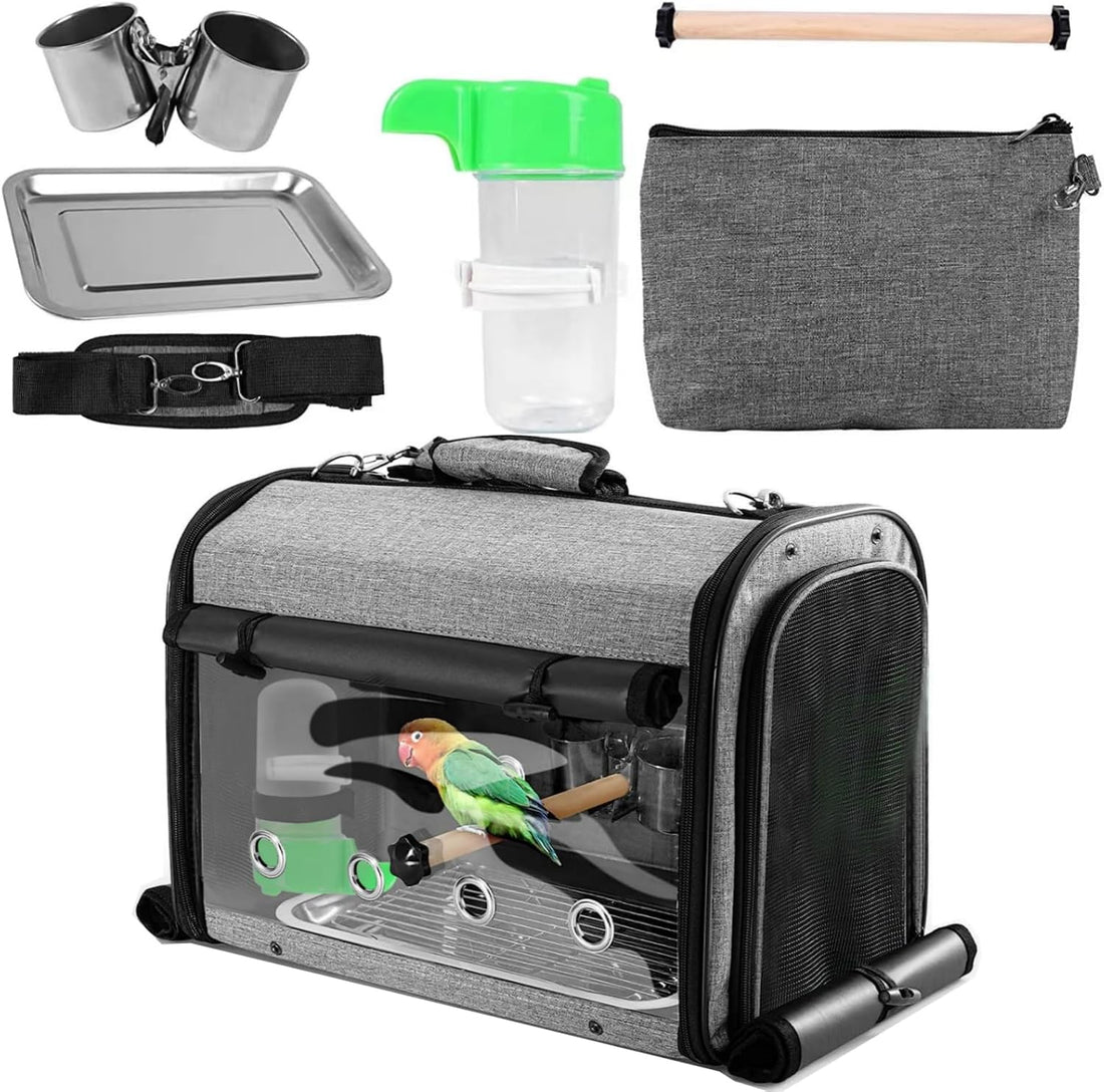 Sanmoncare Bird Carrier Bag Cockatiel Travel Cage with Stand