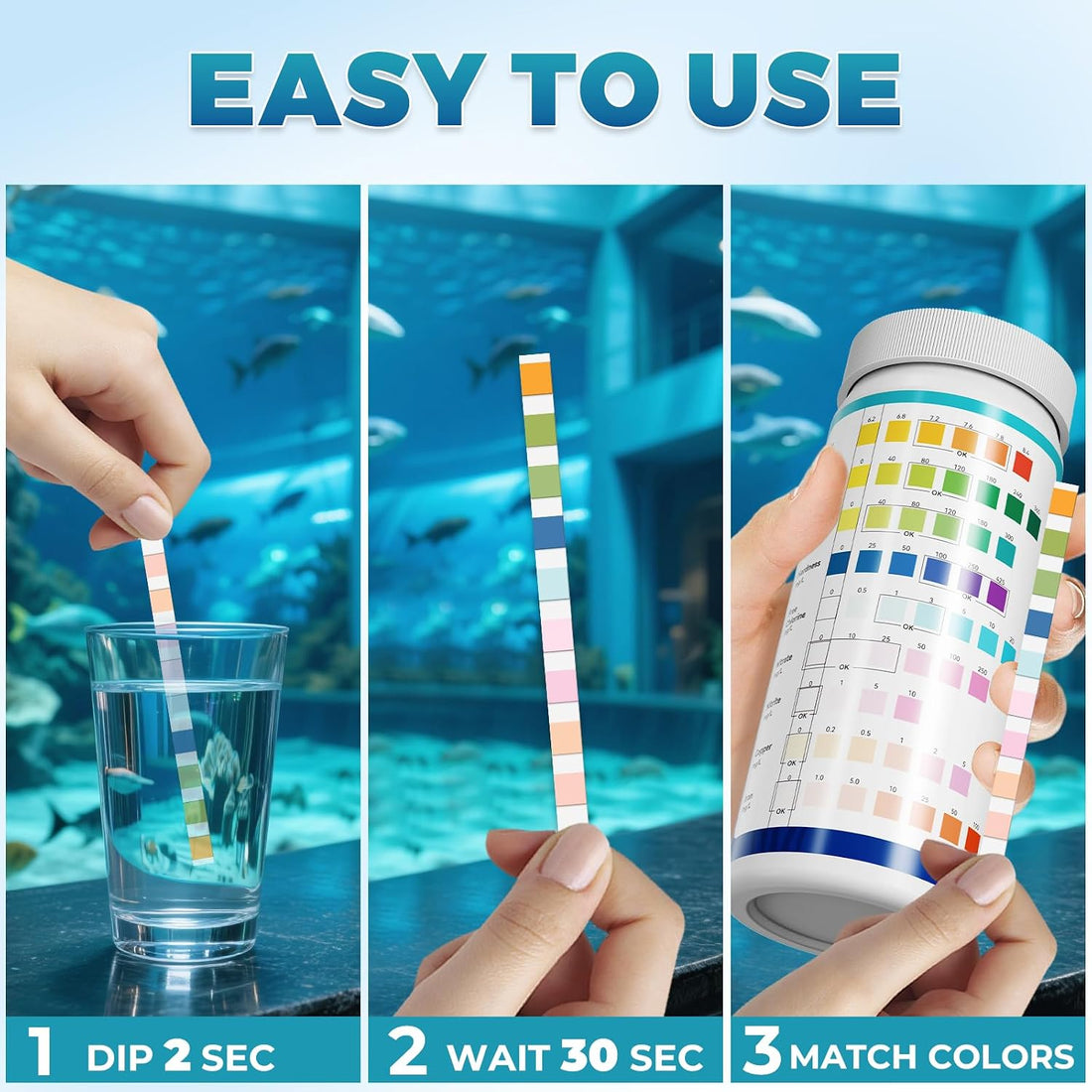 BACNUNN Aquarium Test Strips: 200CT 9 in 1 Fish Tank Water Testing Kit