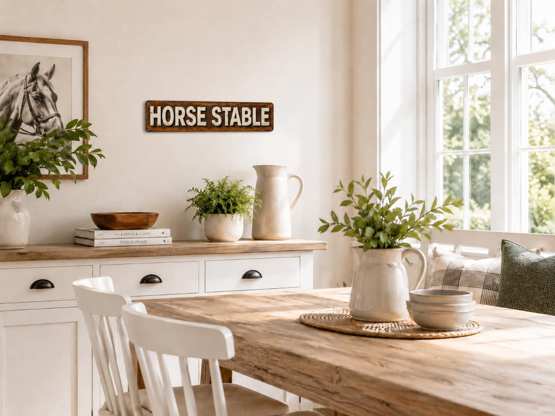 Horse Stable Metal Sign 4x16in Rustic Farm Plaque for Barn Door Wall