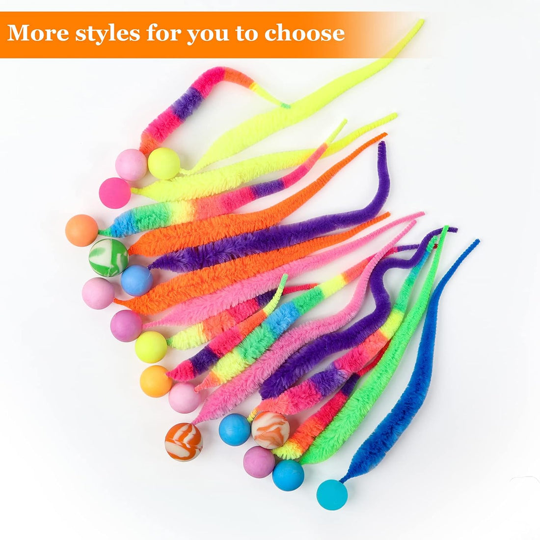 SHENGSEN Bouncy Ball with Tail Cat Toys-5 Packs