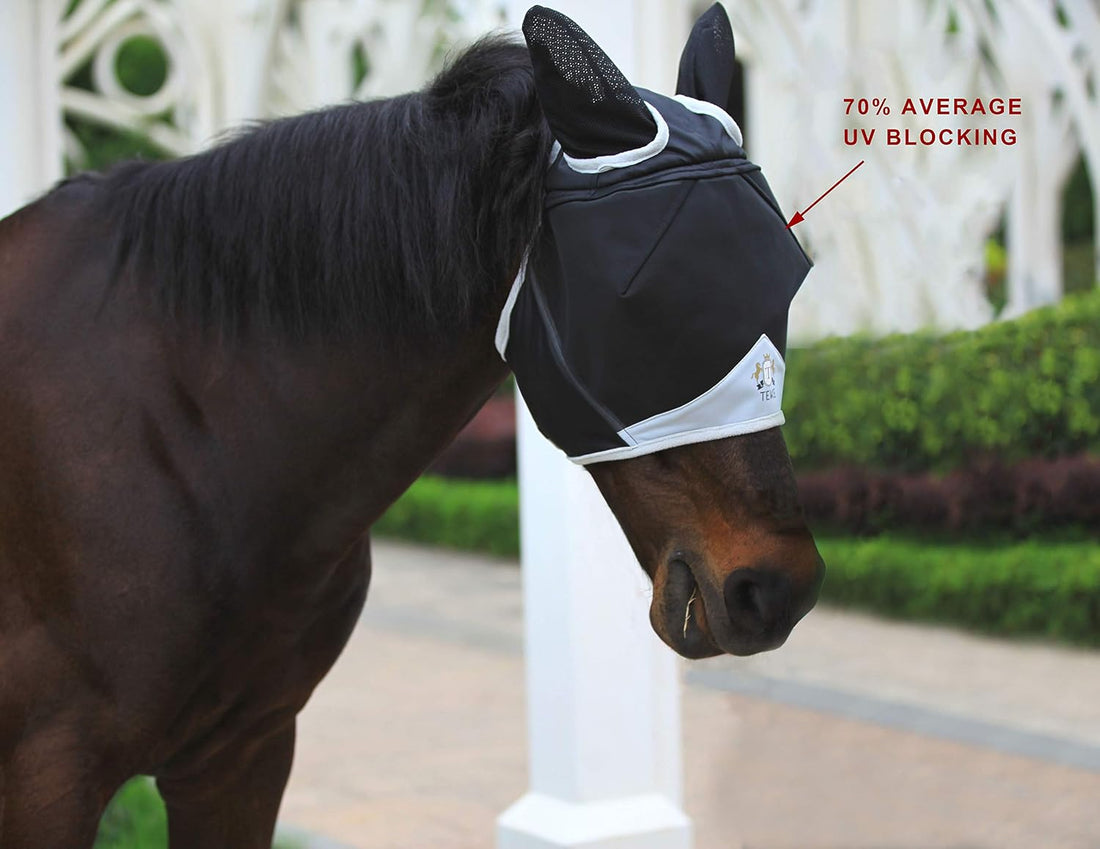 T TEKE Fine Mesh Horse Fly Mask with Ears