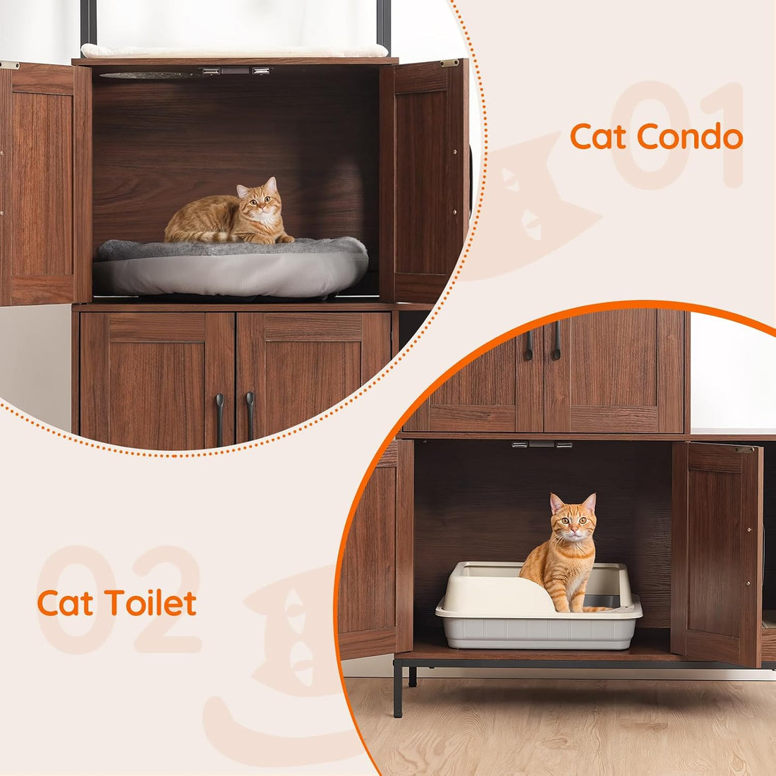 HOOBRO Litter Box Enclosure, Litter Box Furniture with Storage