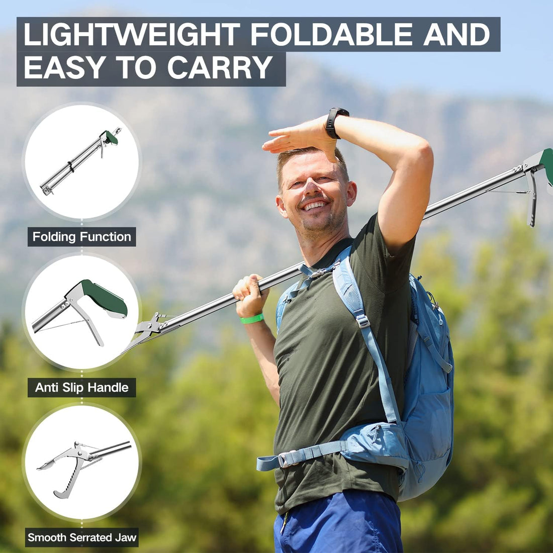 60" Snake Tongs Collapsible Grabber