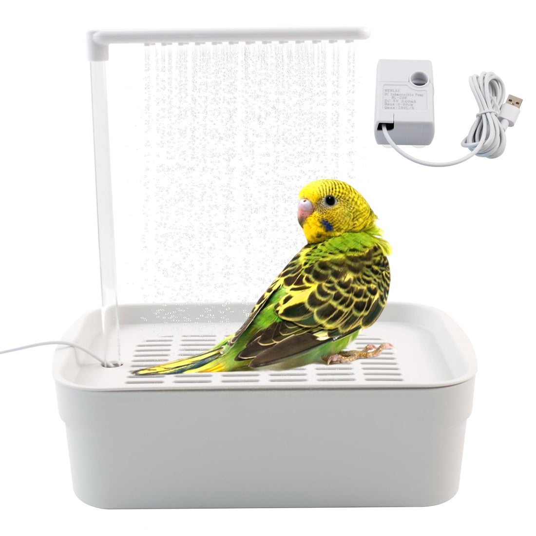 MUYG Automatic Bird Shower with Pump,Electric Bird Bath for Cage