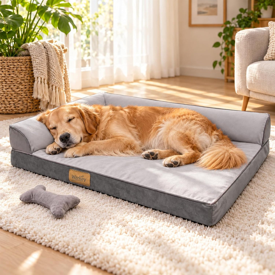 Large Orthopedic Dog Bed, Calming Waterproof Memory Foam Dog Sofa Bed
