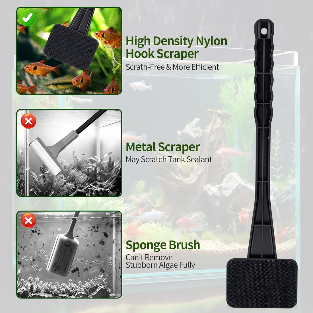 Aquarium Algae Scraper Fish Tank Glass Scrubber Brush Tank Cleaning