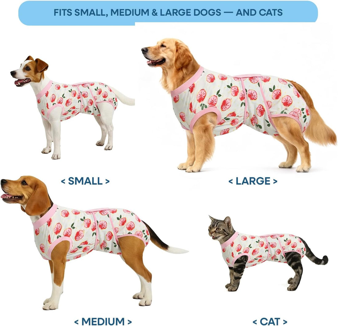 Recovery Suit for Dogs Cats After Surgery, Cone Alternative, Pink, L