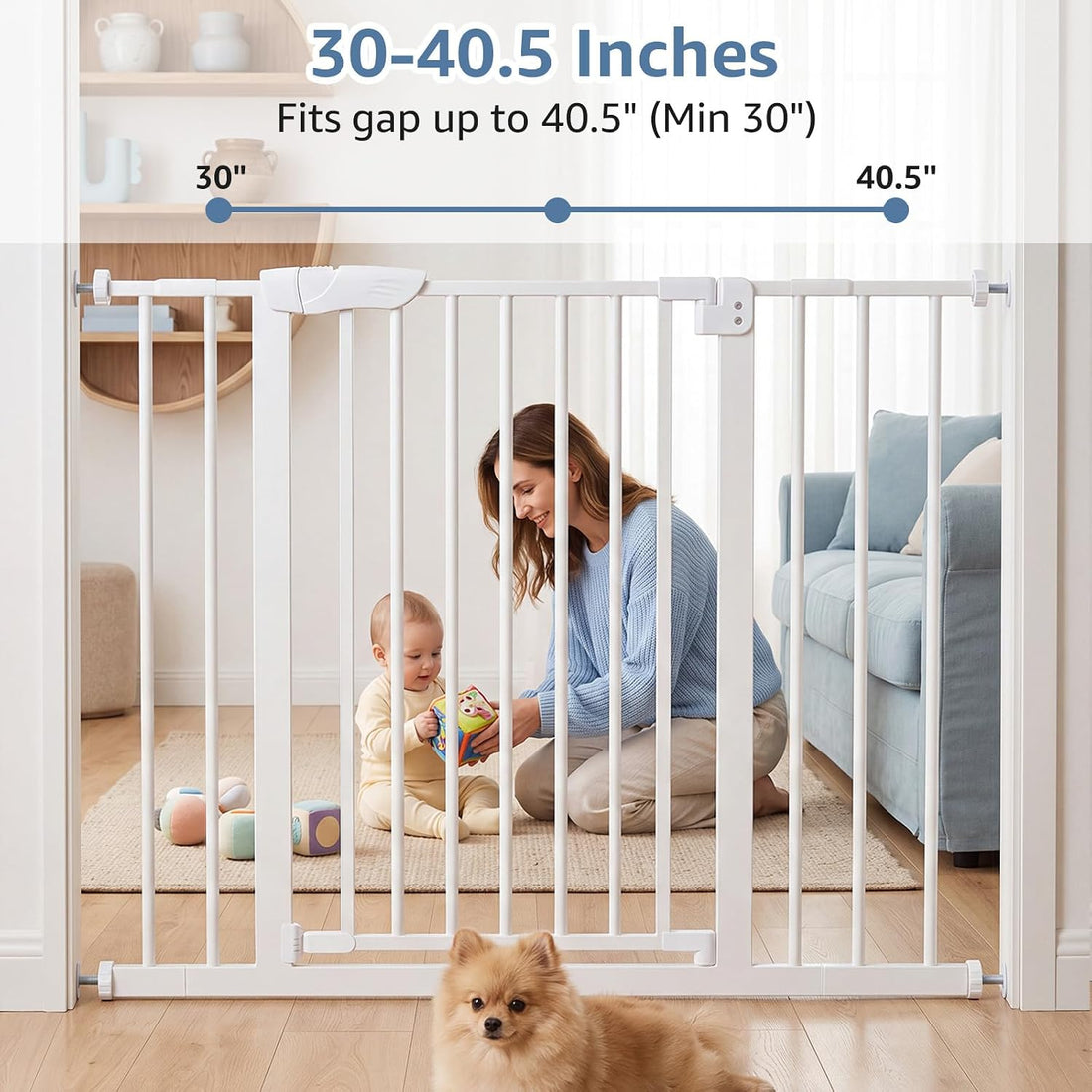 DUMOS 30-40.5" Baby Gate for Stairs & Doorways, Auto Close