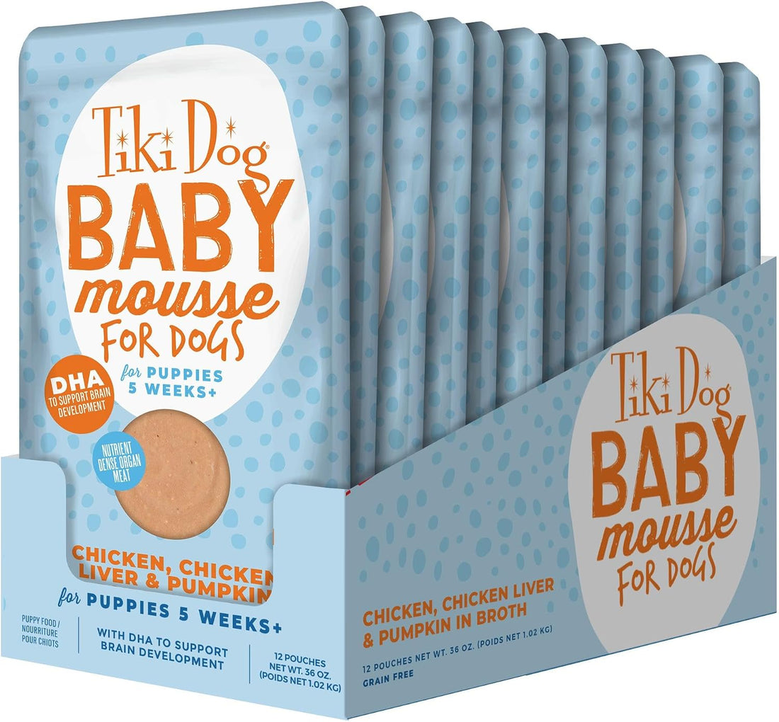 Tiki Dog Baby Mousse Wet Dog Food for Puppies, Chicken, 3oz, 12ct
