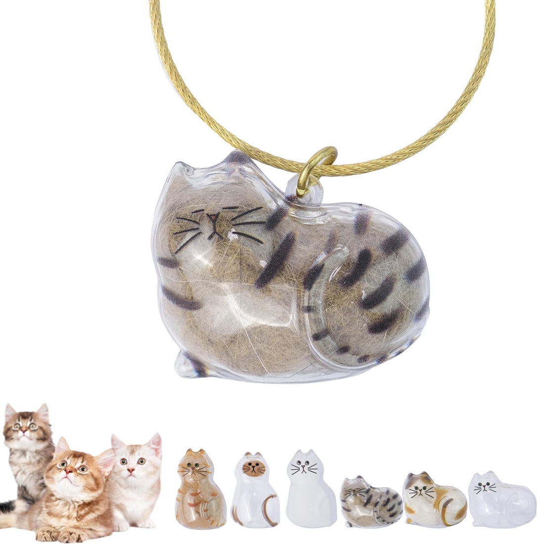 sencdfly Cat Hair Storage Keychain,Transparent Cat and Dog Hair