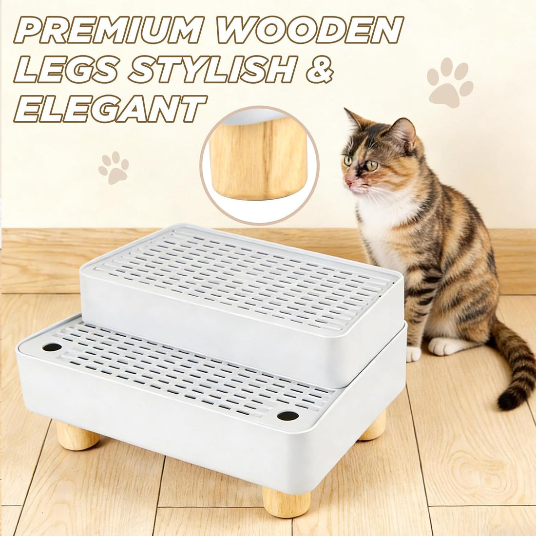 Adjustable 2 Steps Litter Box Ramp