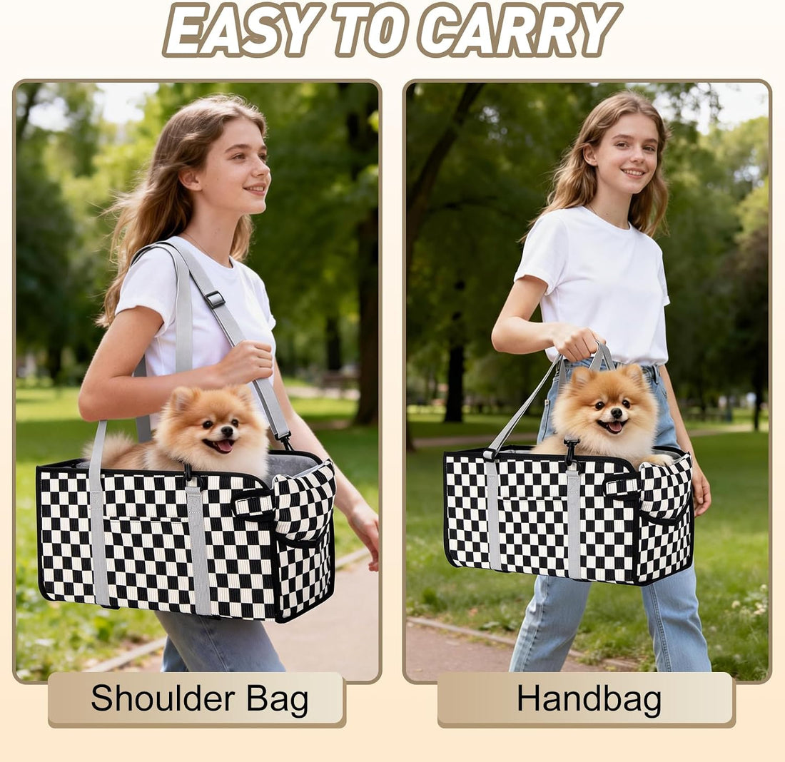 Console Dog Car Seat for Small Dogs, Foldable Booster Seat