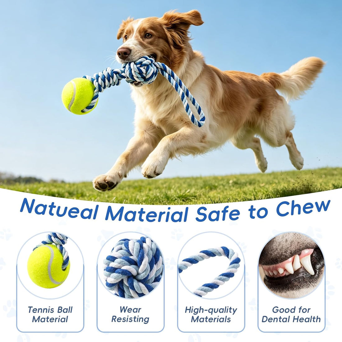 Erhalithegro Interactive Tug of War Rope Toy for Medium & Small Dogs