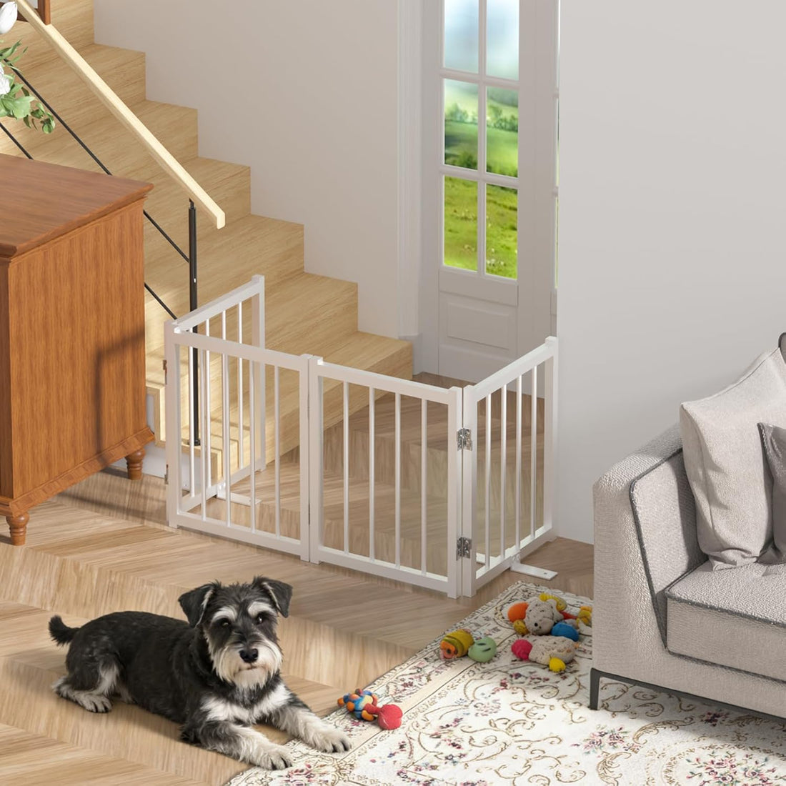 Snuowu 16" Freestanding Short Dog Gate for Small Dogs