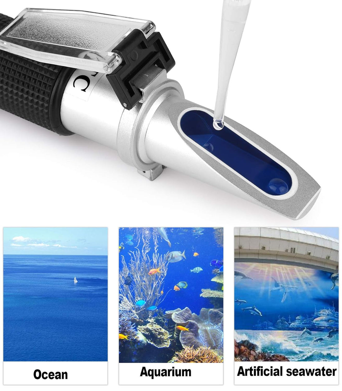 Water Salinity Refractometer, Dual Scales Hydrometer
