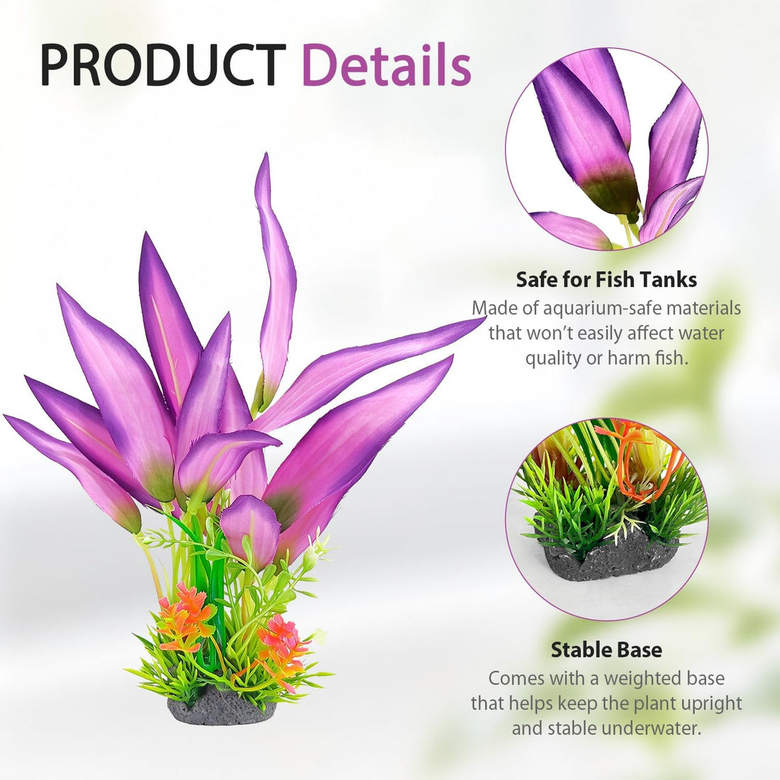 Silk Aquarium Plants 2 Pcs 8 Inches