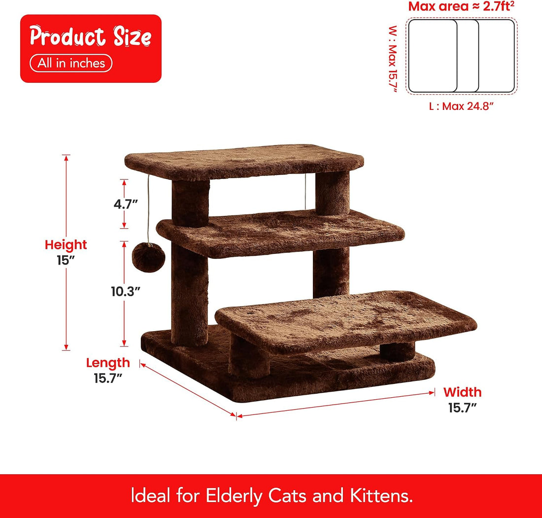 Furcato 15''H Multi-Step Pet Stairs for High Beds & Sofas
