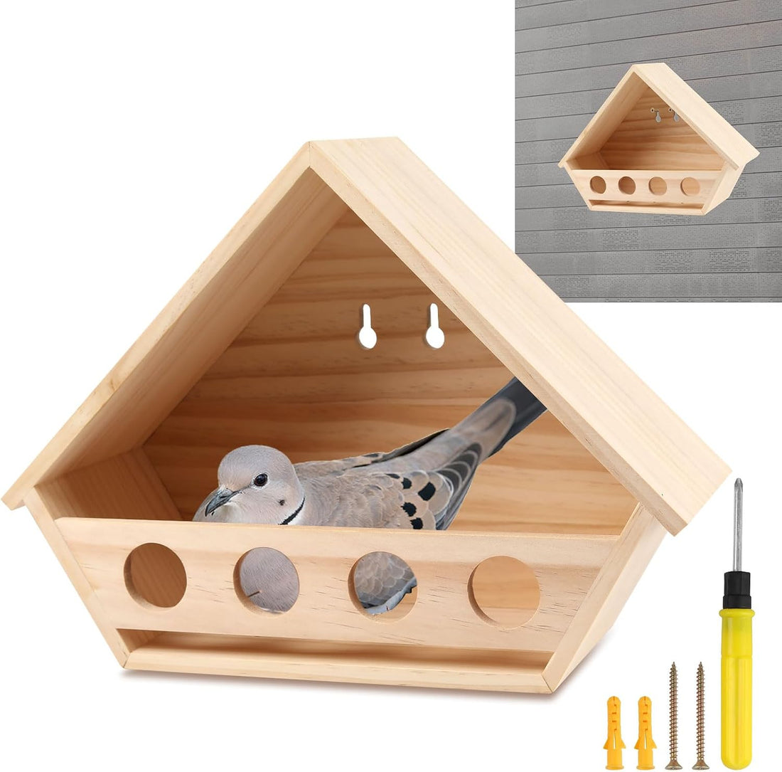 Dove Bird House for Outside, Wooden Mourning Dove Nesting Box