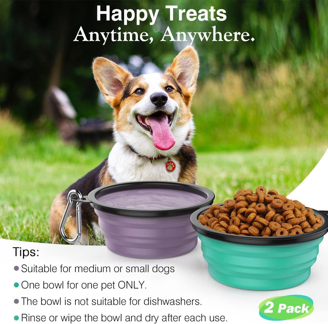 Pawaboo Collapsible Dog Bowls 2 Pack