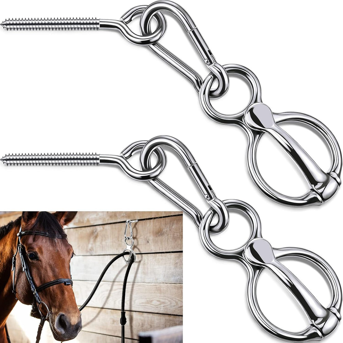 Dunzy 2 Sets Horse Tie Ring, Horse Tack and Supplies Horse Training
