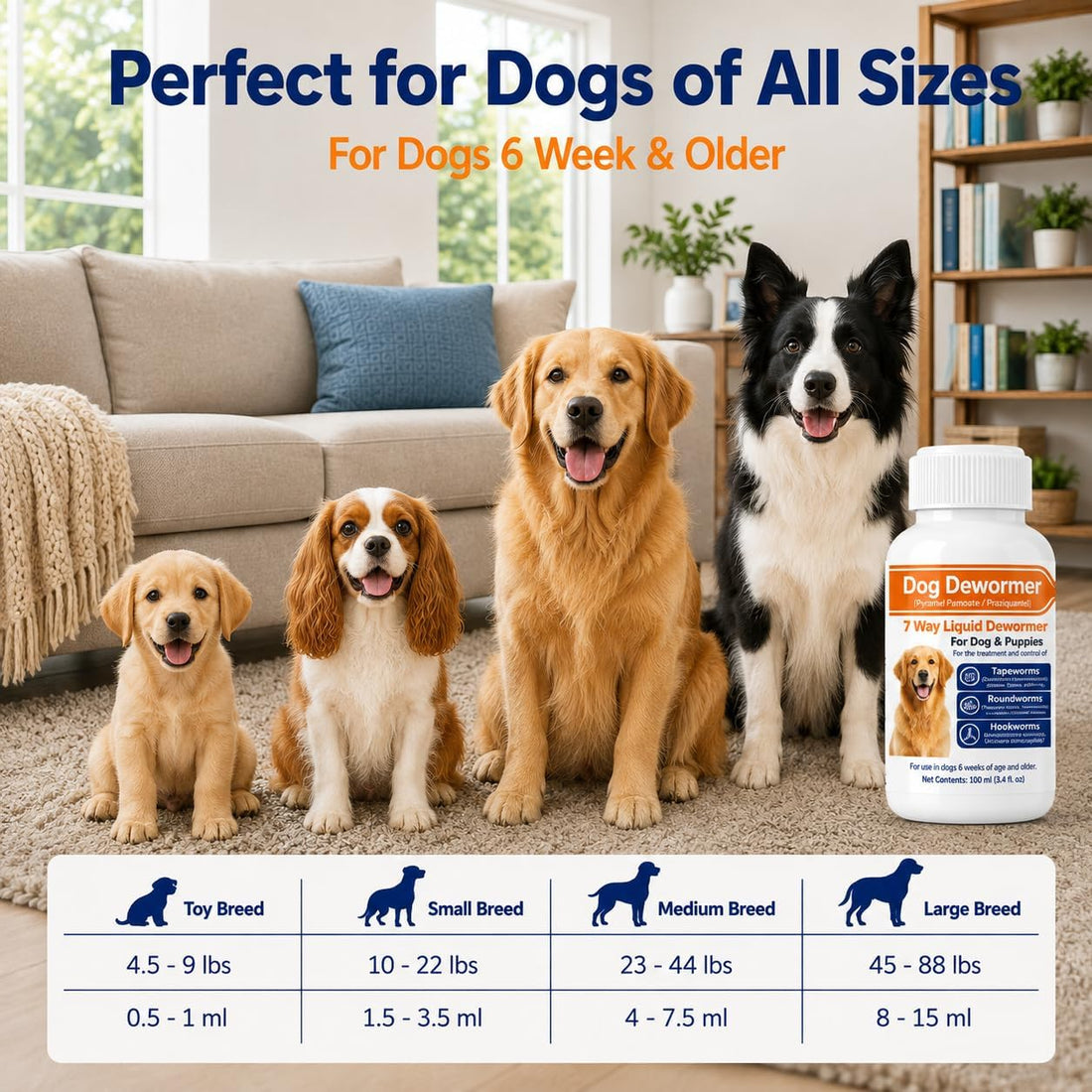 7 Way Dewormer for Dogs, Dog Dewormer for Tapeworm Roundworm
