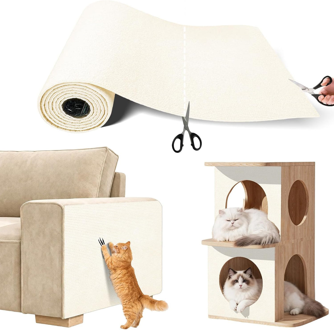 Couch Wall Corner Protector for Indoor Cats, Khaki, 39.3x15.8In