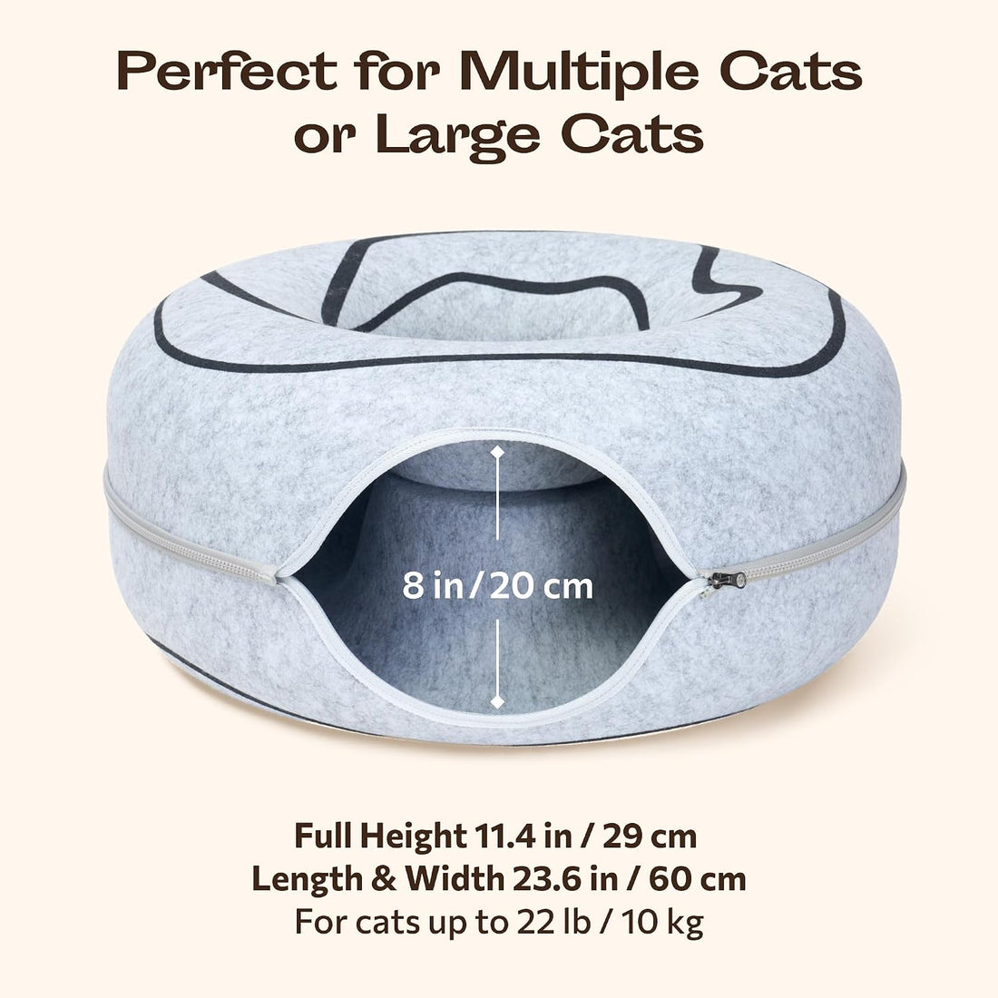 Peekaboo Cat Cave Donut - Cat Tunnel Bed for Indoor Cats