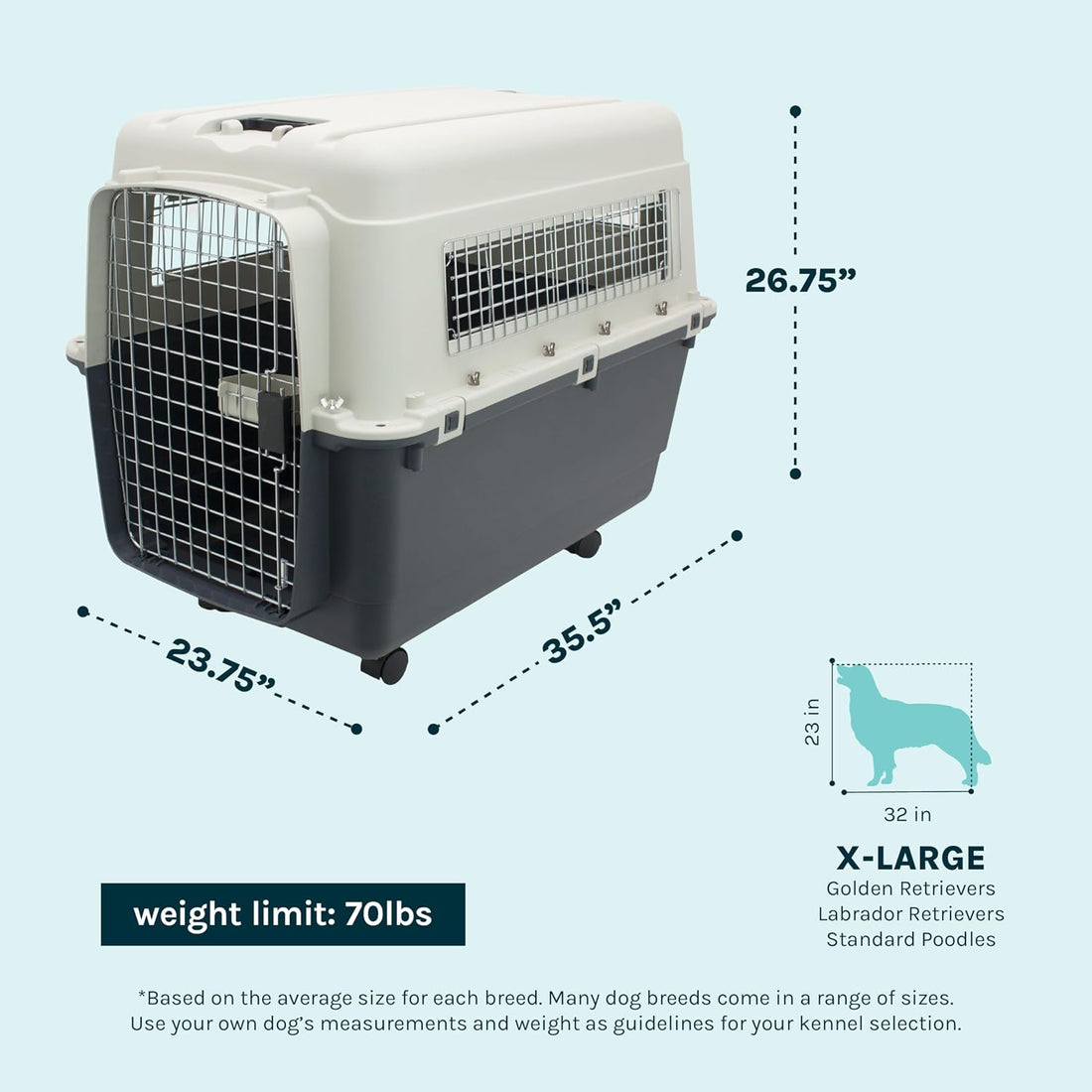 SportPet Airline Compliant X-LARGE 32.25" Travel Dog Kennel-Durable