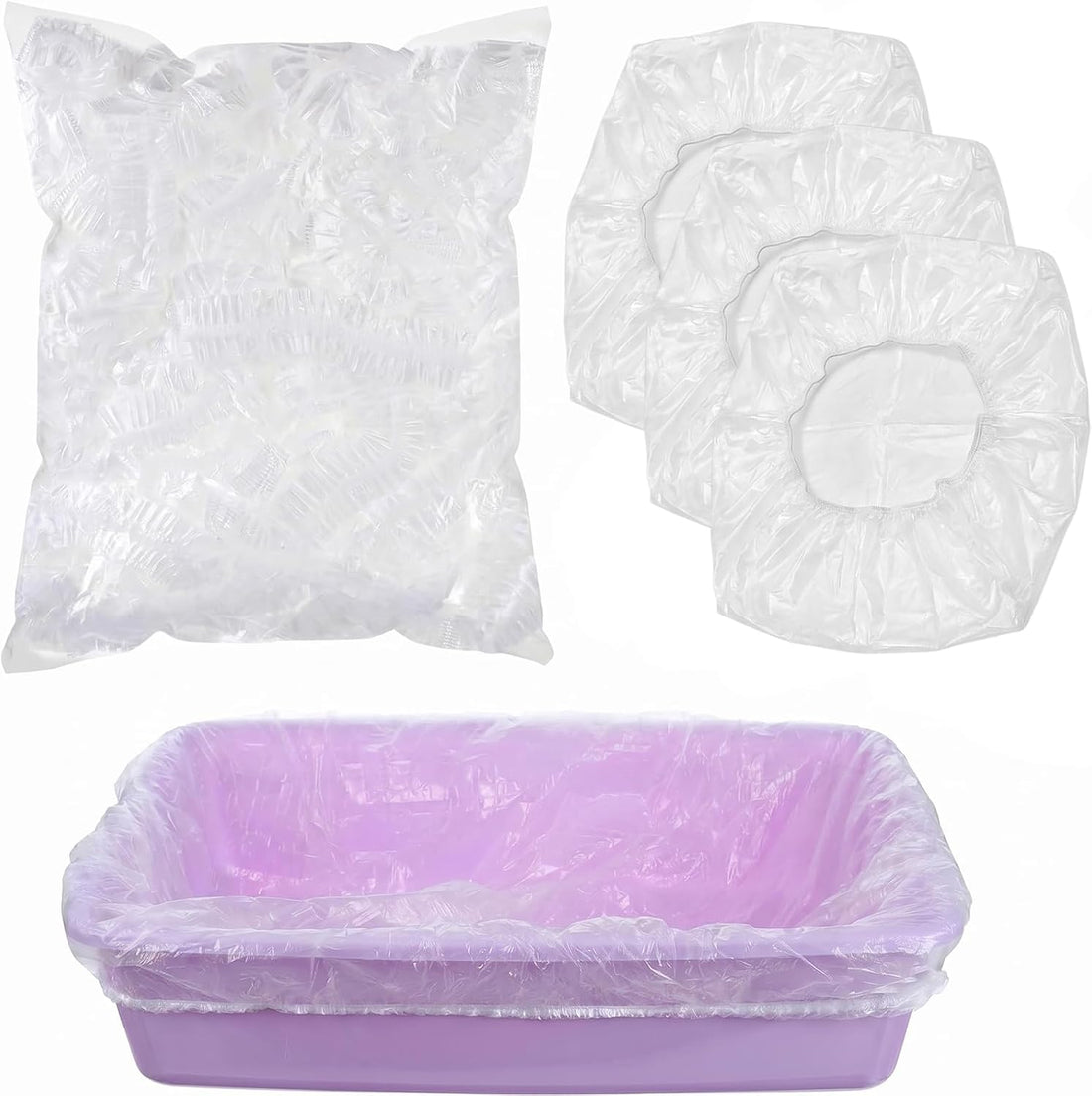 50 Pcs Disposable Plastic Cage Liners Elastic Pocket Mouth