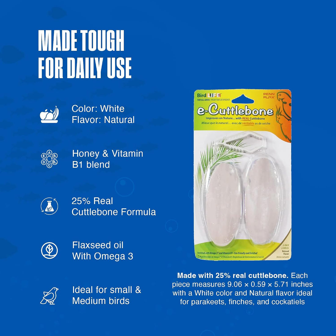Penn-Plax Bird-Life E-Cuttlebone Natural, 1 Pk (2 Counts) - White