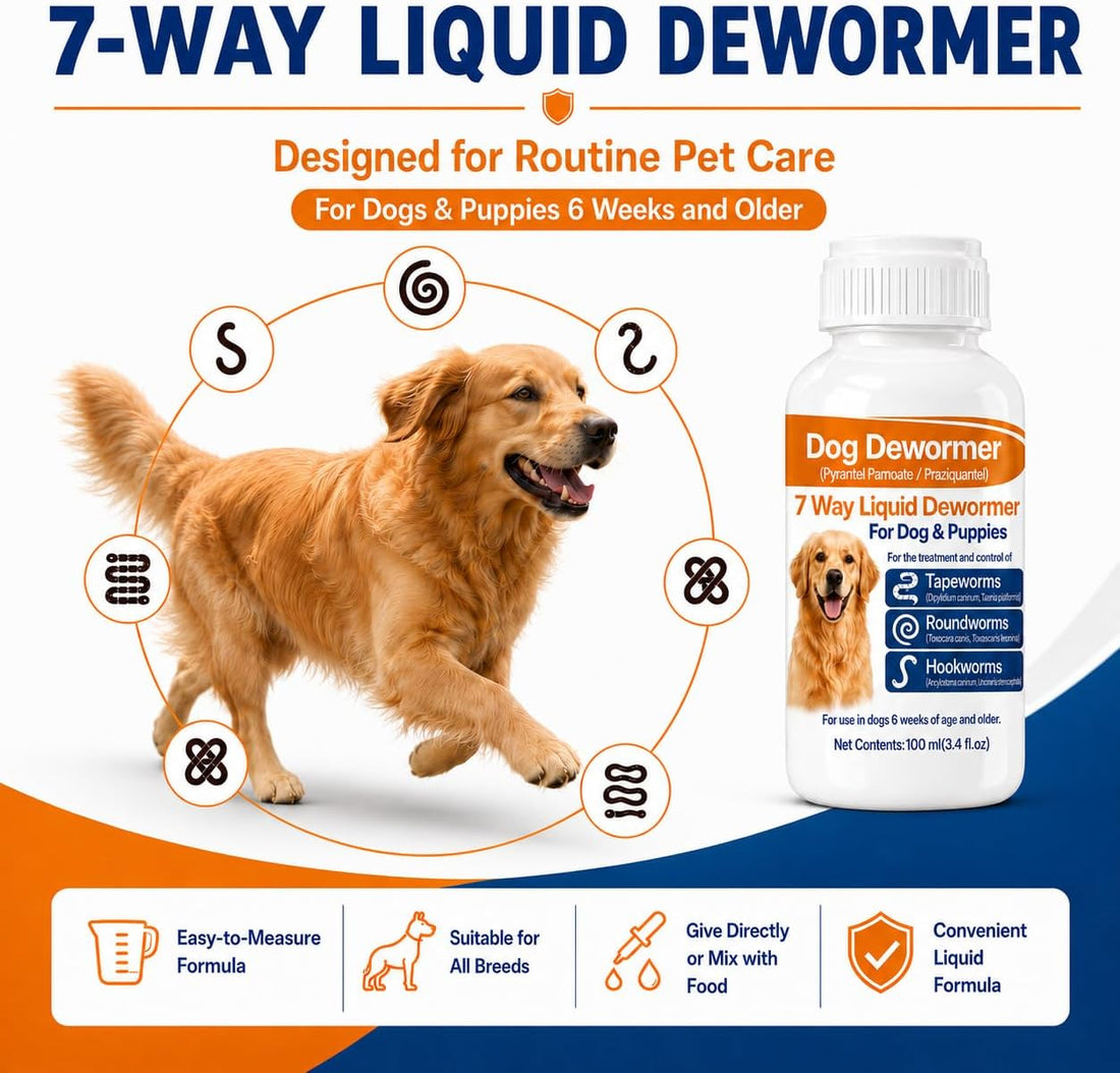 7 Way Dewormer for Dogs, Dog Dewormer for Tapeworm Roundworm