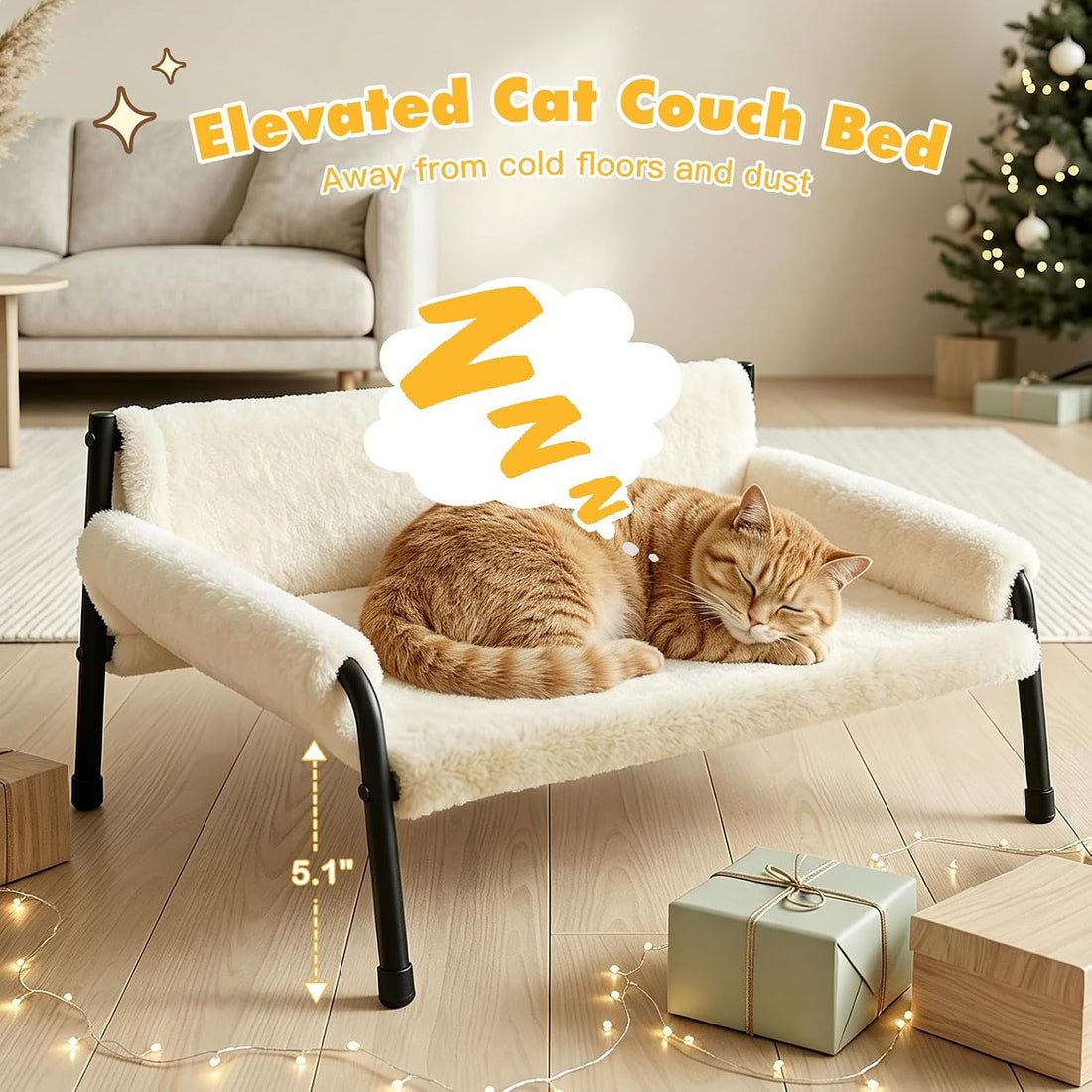 Pawaboo Elevated Cat Couch Bed for Indoor Cats
